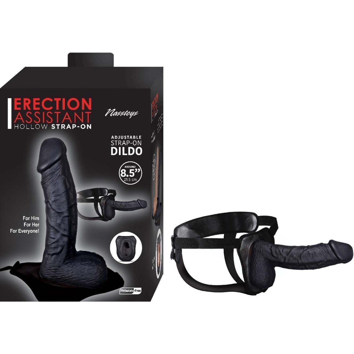 Erection Assistant Hollow Strap-On 8.5 Black "