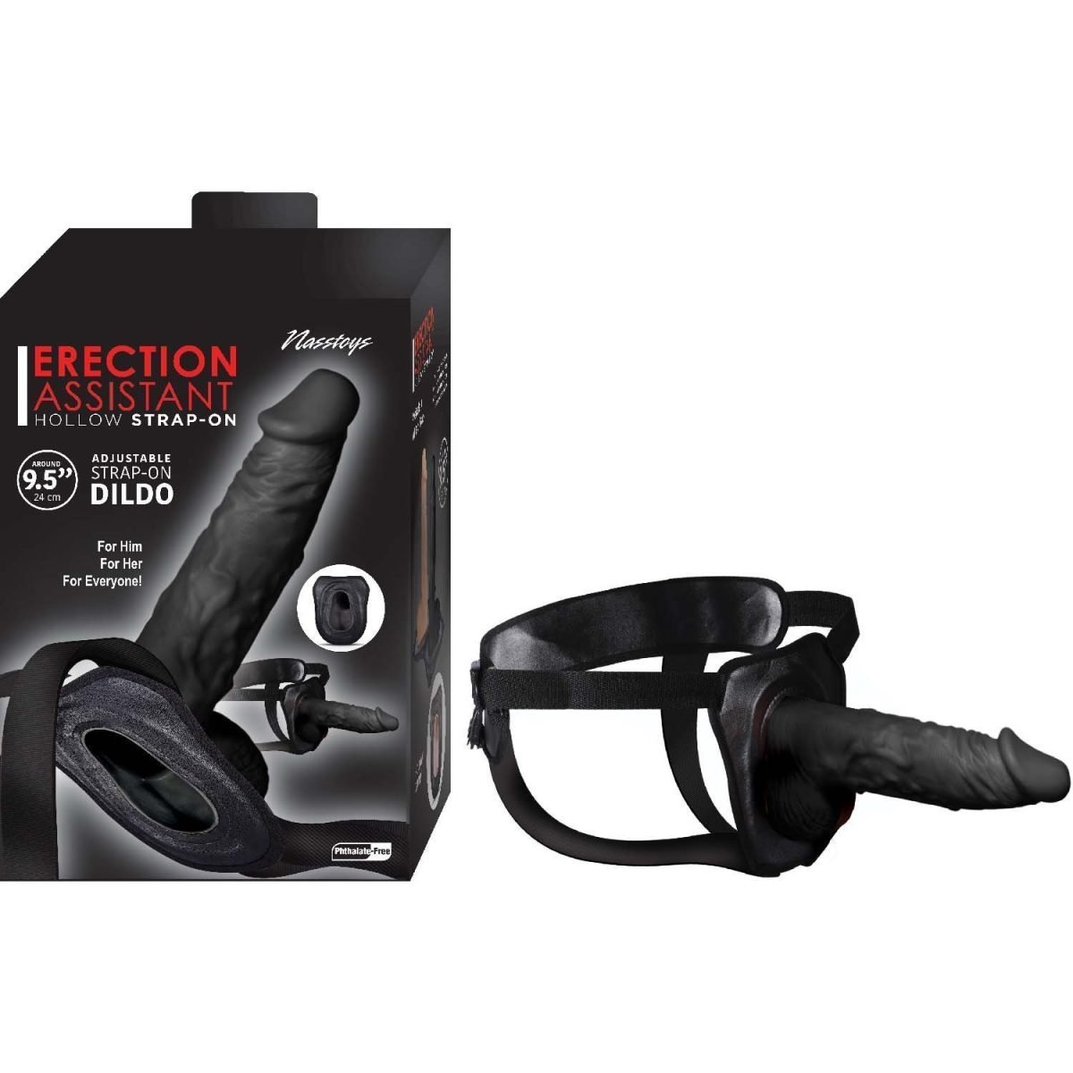 Erection Assistant Hollow Strap-On 9.5 Black "