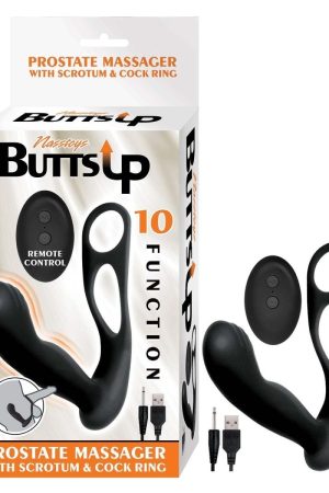 Butts Up Prostate Massager W/ Scrotum & Cock Ring Black