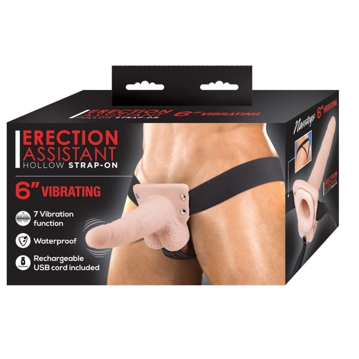 Erection Assistant Hollow Strap-On 6 Vibrating White "