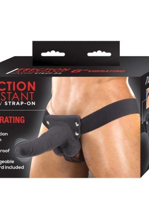 Erection Assistant Hollow Strap-On 6 Vibrating Black "