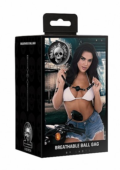 OUCH! SKULLS & BONES BREATHEABLE BALL GAG BLACK - Image 3