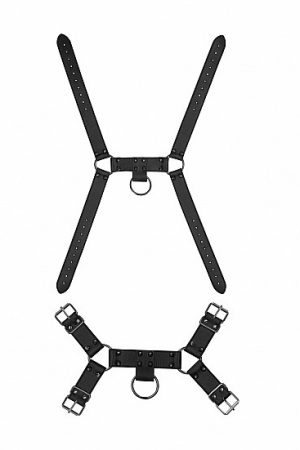 OUCH! SKULLS & BONES MALE HARNESS W/ SPIKES BLACK