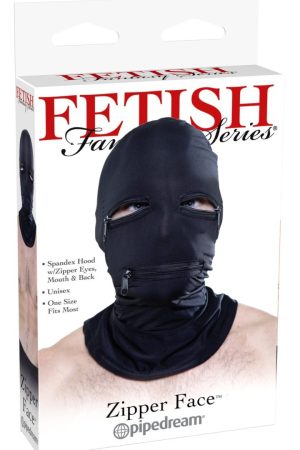 FETISH FANTASY BLACK ZIPPER FACE HOOD