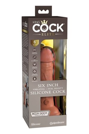 KING COCK ELITE 6 IN VIBRATING DUAL DENSITY TAN