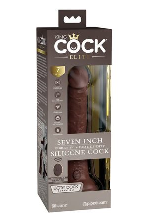 KING COCK ELITE 7 IN VIBRATING DUAL DENSITY BROWN