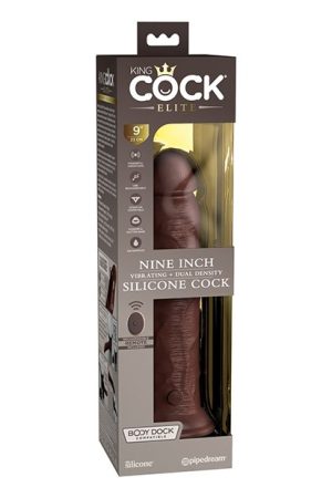 KING COCK ELITE 9 IN VIBRATING DUAL DENSITY BROWN