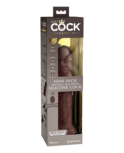KING COCK ELITE 9 IN VIBRATING DUAL DENSITY BROWN