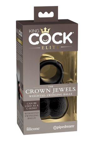 King Cock Elite The Crown Jewels Weighted Swinging Balls - Black