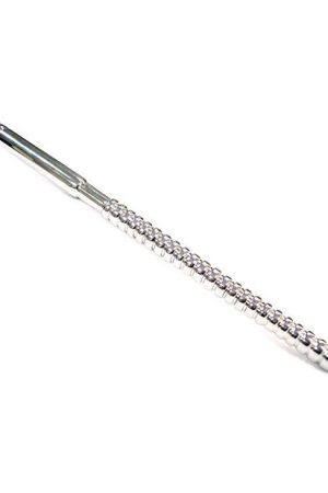 Rouge Stainless Steel Ribbed Solid Urethral Probe - 16.5 Cm Long