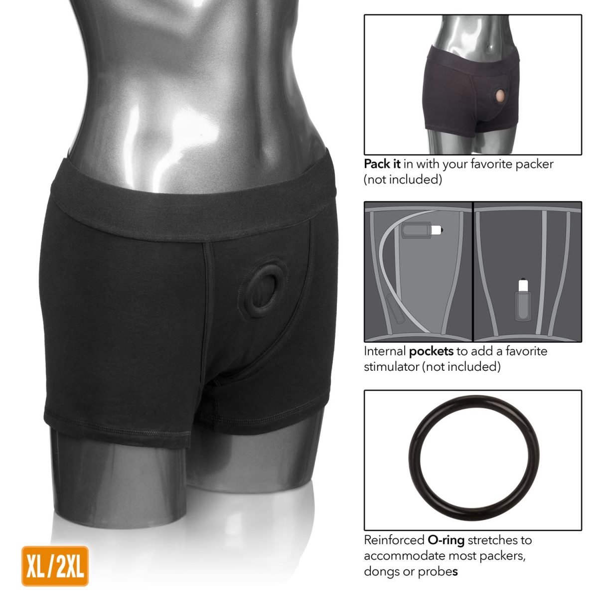 PACKER GEAR BLACK BOXER BRIEF HARNESS XL/2XL - Image 2