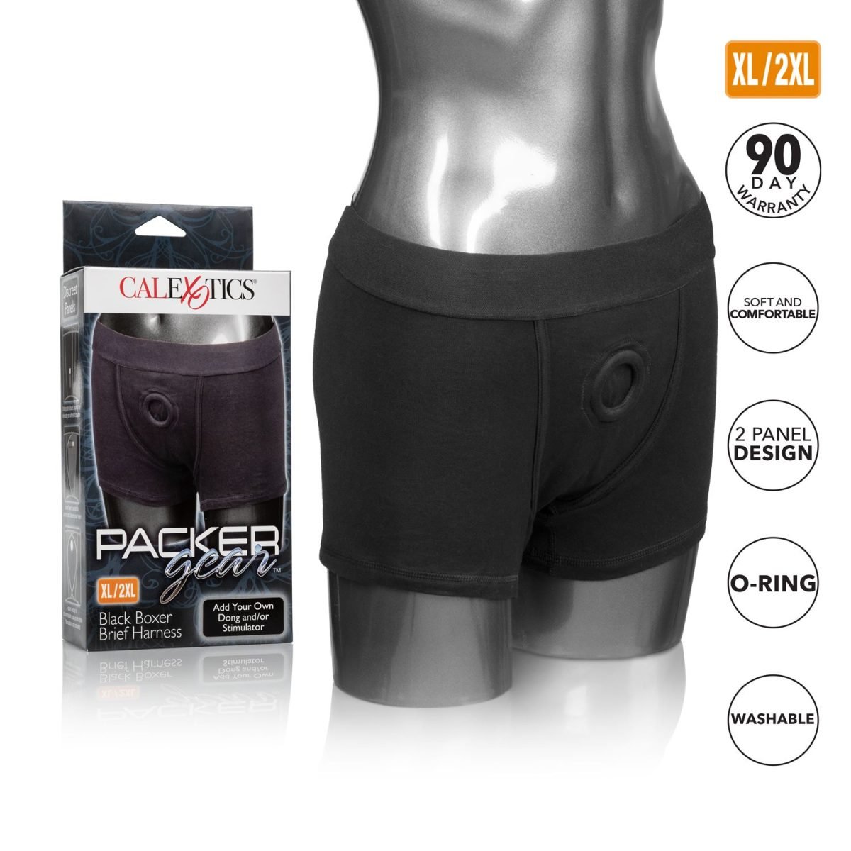 PACKER GEAR BLACK BOXER BRIEF HARNESS XL/2XL - Image 3