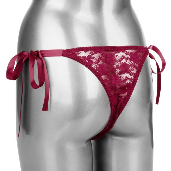Remote Control Lace Thong Set Burgundy - Image 2