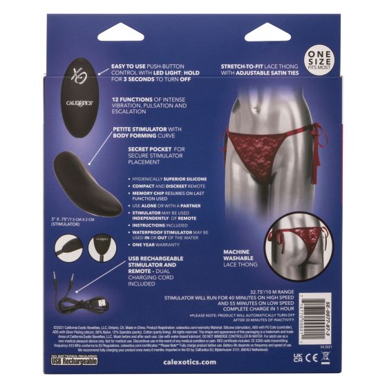 Remote Control Lace Thong Set Burgundy - Image 4