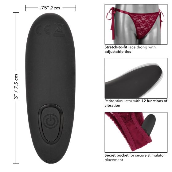 Remote Control Lace Thong Set Burgundy - Image 5