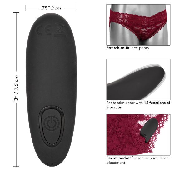 Remote Control Lace Panty Set S/M Burgundy - Image 5