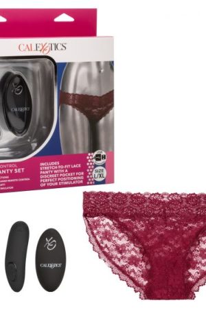 Remote Control Lace Panty Set L/Xl Burgundy