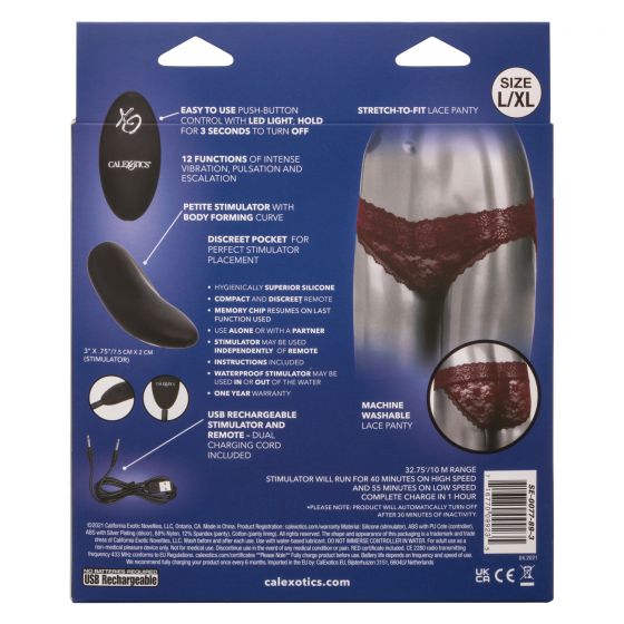 Remote Control Lace Panty Set L/Xl Burgundy - Image 4
