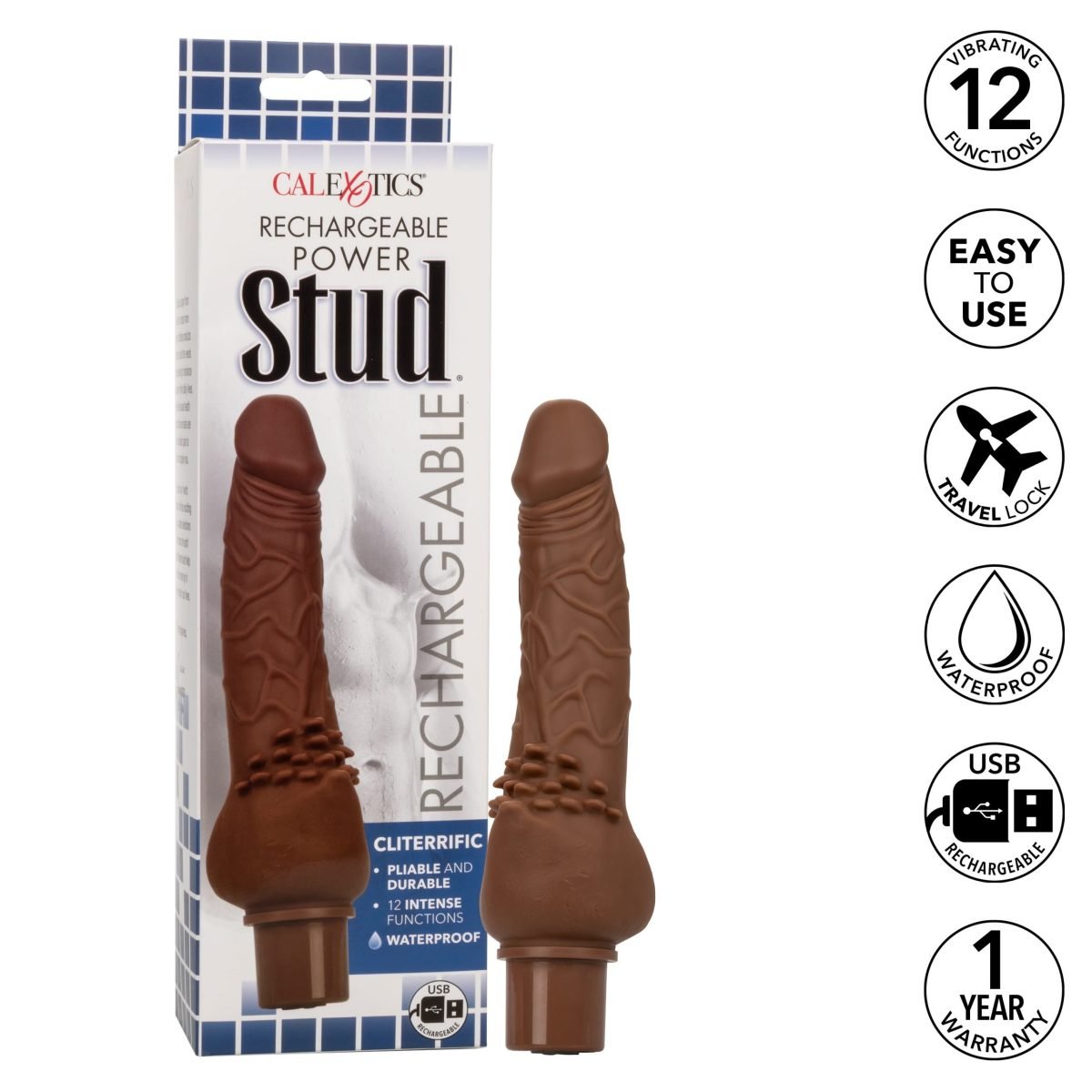 Rechargeable Power Stud Cliterrific Brown - Image 3