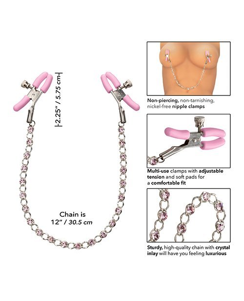 Nipple Play Crystal Chain Nipple Clamps Pink - Image 5