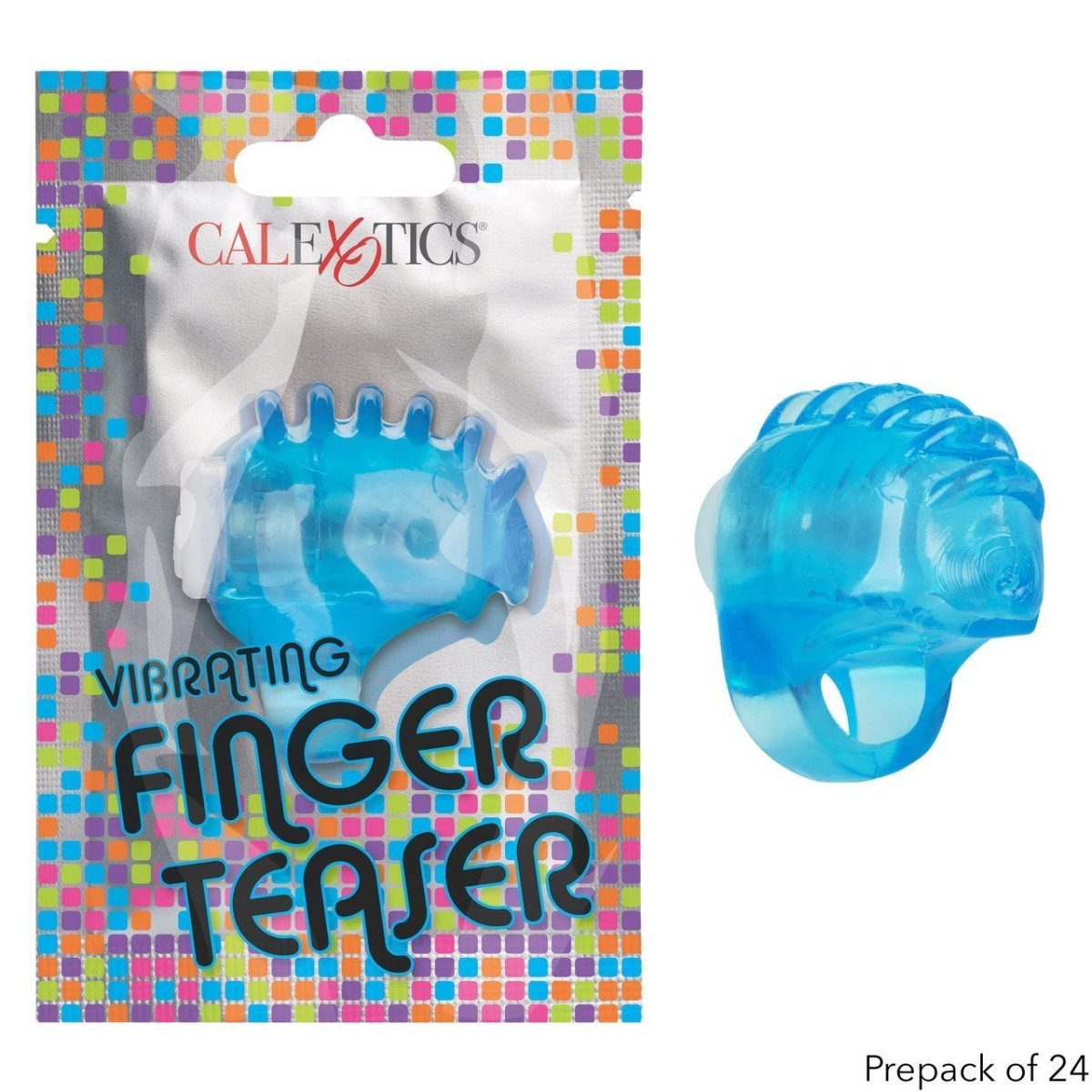 Foil Pack Vibrating Finger Teaser Blue 24Pk