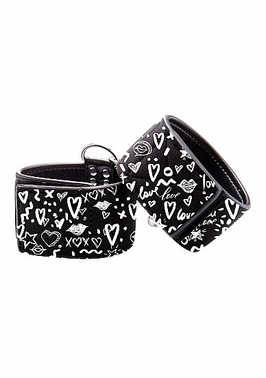 LOVE STREET ART FASHION PRINTED HAND CUFFS BLACK - Image 3