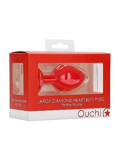 Diamond Heart Butt Plug Red Large - Image 2