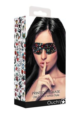 Shots Ouch Old School Tattoo Style Printed Eye Mask - Black