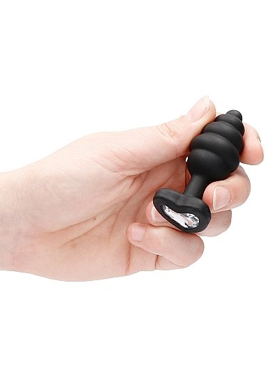 REGULAR RIBBED DIAMOND HEART PLUG BLACK - Image 6