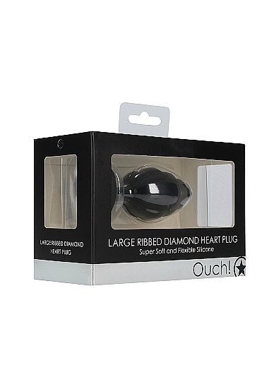 LARGE RIBBED DIAMOND HEART PLUG BLACK - Image 2