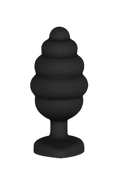 LARGE RIBBED DIAMOND HEART PLUG BLACK - Image 4