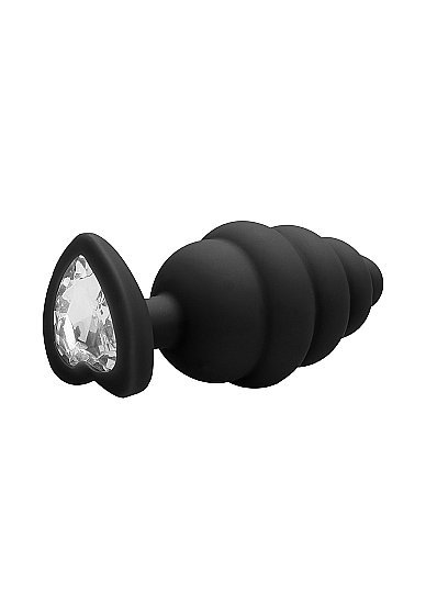 LARGE RIBBED DIAMOND HEART PLUG BLACK - Image 5