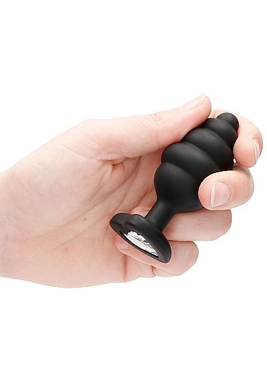 LARGE RIBBED DIAMOND HEART PLUG BLACK - Image 6