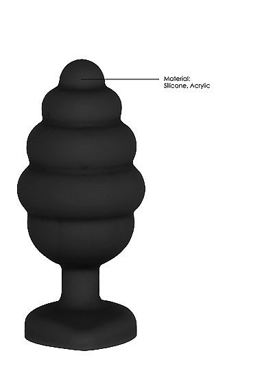 LARGE RIBBED DIAMOND HEART PLUG BLACK - Image 7