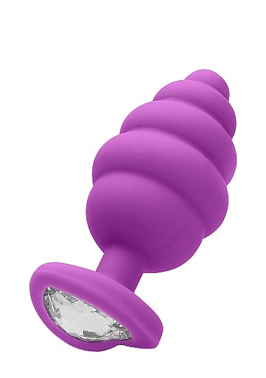 LARGE RIBBED DIAMOND HEART PLUG PURPLE