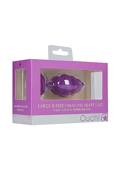 LARGE RIBBED DIAMOND HEART PLUG PURPLE - Image 2