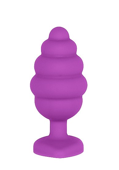 LARGE RIBBED DIAMOND HEART PLUG PURPLE - Image 4