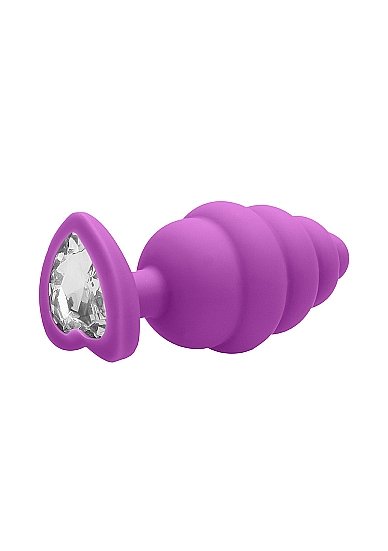 LARGE RIBBED DIAMOND HEART PLUG PURPLE - Image 5