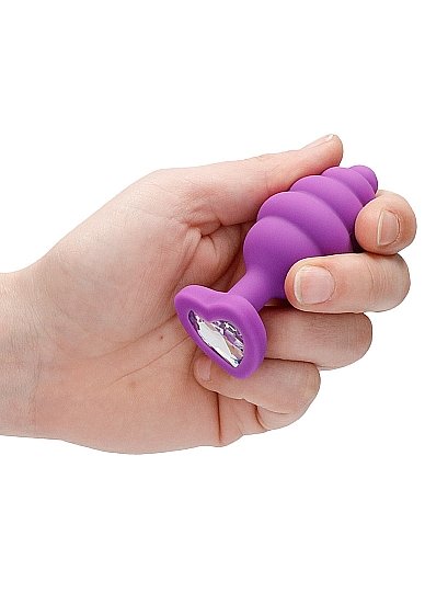 LARGE RIBBED DIAMOND HEART PLUG PURPLE - Image 6