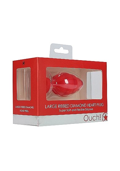 LARGE RIBBED DIAMOND HEART PLUG RED - Image 2