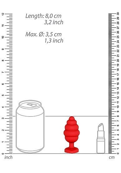 LARGE RIBBED DIAMOND HEART PLUG RED - Image 3