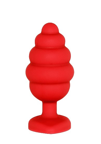 LARGE RIBBED DIAMOND HEART PLUG RED - Image 4
