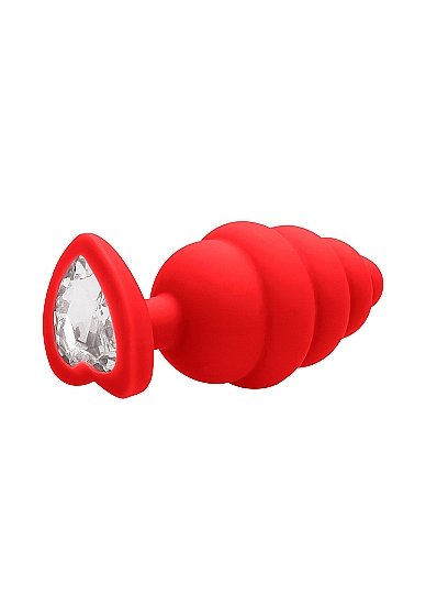 LARGE RIBBED DIAMOND HEART PLUG RED - Image 5