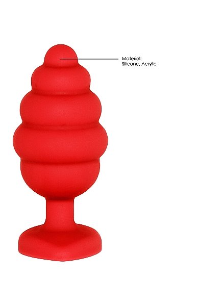 LARGE RIBBED DIAMOND HEART PLUG RED - Image 7