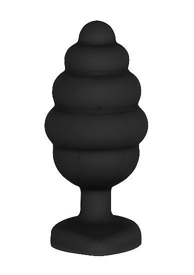 EXTRA LARGE RIBBED DIAMOND HEART PLUG BLACK - Image 4