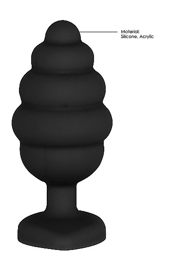 EXTRA LARGE RIBBED DIAMOND HEART PLUG BLACK - Image 7