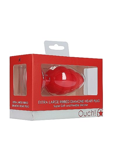 EXTRA LARGE RIBBED DIAMOND HEART PLUG RED - Image 2