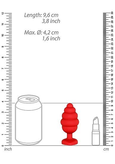 EXTRA LARGE RIBBED DIAMOND HEART PLUG RED - Image 3