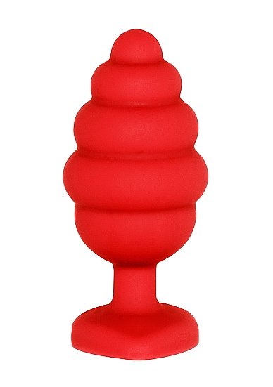 EXTRA LARGE RIBBED DIAMOND HEART PLUG RED - Image 4