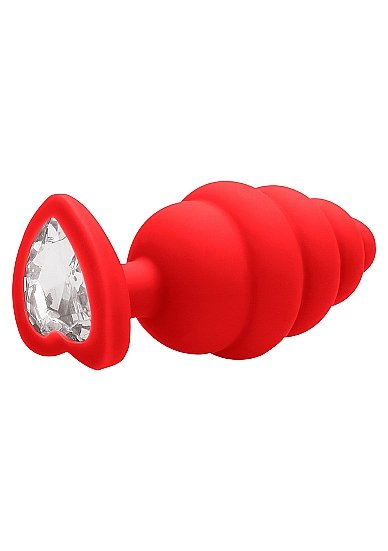 EXTRA LARGE RIBBED DIAMOND HEART PLUG RED - Image 5